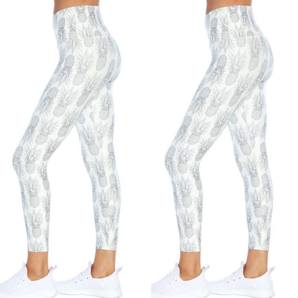 Wildfox Contender Pineapple Compression Leggings White Size 6